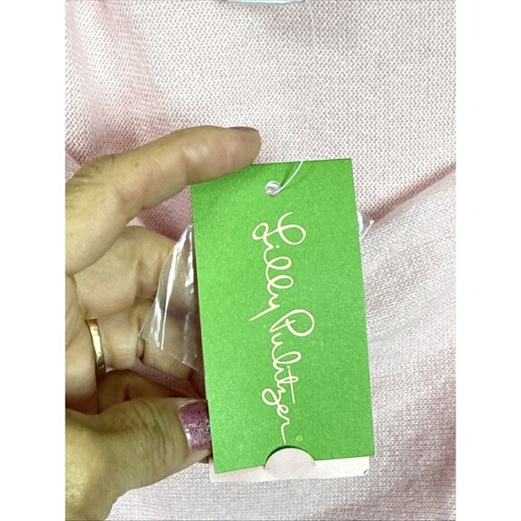 (R7) Lilly Pulitzer Tootsie Cashmere Blend Sweater Wrap Scallop Pink One Size - Picture 9 of 15